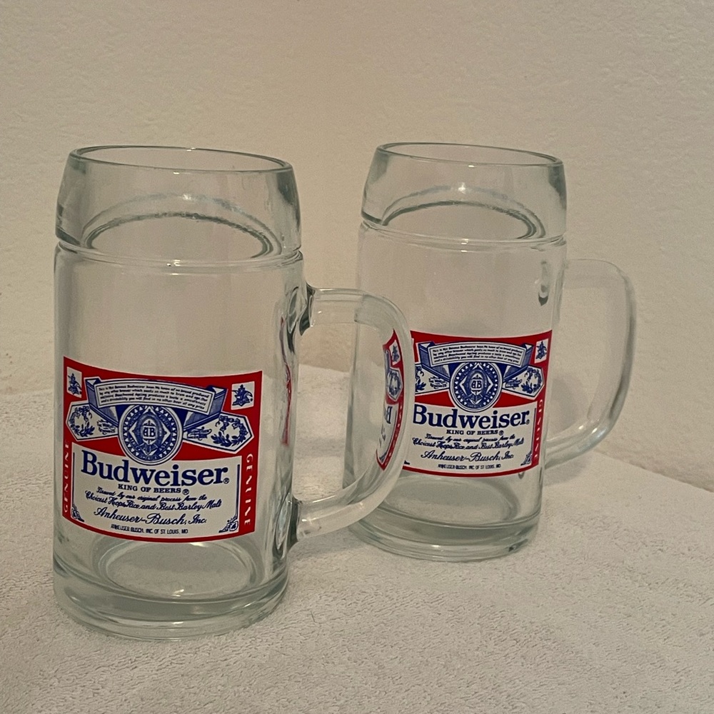 Two Vintage Budweiser Beer Mugs